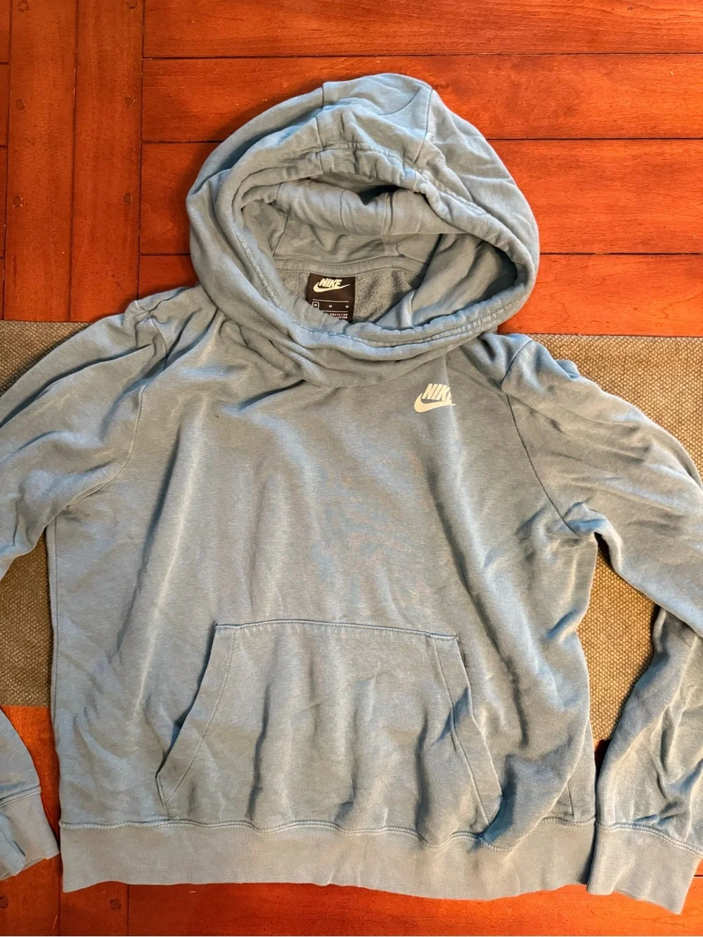 Nike Light Blue Crewneck Hoodie with White Swoosh